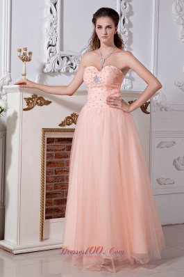 Light Peach Prom Dress Empire Sweetheart Tulle Beading