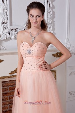 Light Peach Prom Dress Empire Sweetheart Tulle Beading