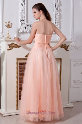 Light Peach Prom Dress Empire Sweetheart Tulle Beading