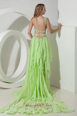 High-low lime green One Shoulder Prom Dress