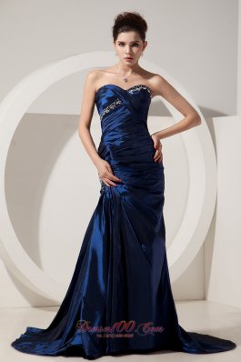 Mermaid Brush Navy Blue Prom Evening Dress Seventeen