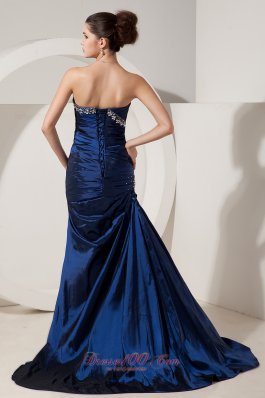 Mermaid Brush Navy Blue Prom Evening Dress Seventeen