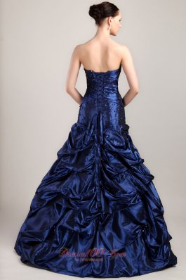 Pick-ups Brush Prom Dress Navy Blue A-line