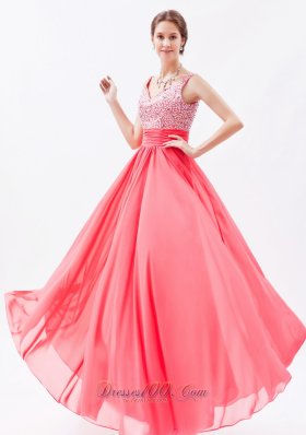 Trendy Watermelon Dress for Prom Beading Straps