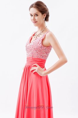 Trendy Watermelon Dress for Prom Beading Straps