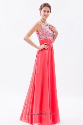 Trendy Watermelon Dress for Prom Beading Straps