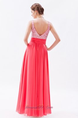 Trendy Watermelon Dress for Prom Beading Straps