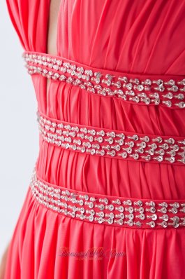 Halter Watermelon Empire Seventeen Prom Dress