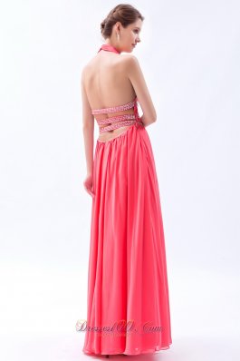 Halter Watermelon Empire Seventeen Prom Dress