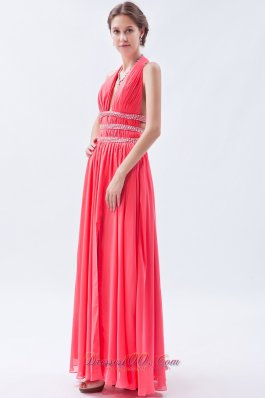 Halter Watermelon Empire Seventeen Prom Dress