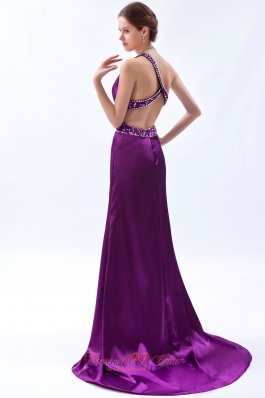 Brush Sheath One Shoulder Purple Celebrity Dress