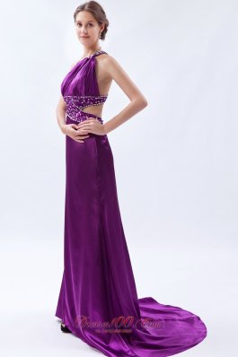 Brush Sheath One Shoulder Purple Celebrity Dress