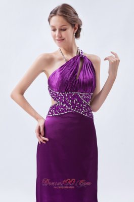 Brush Sheath One Shoulder Purple Celebrity Dress