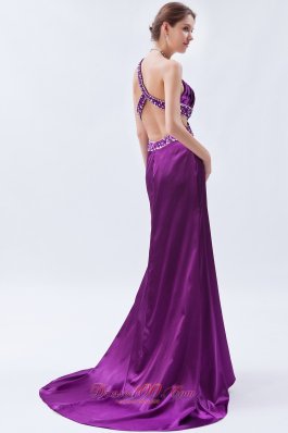 Brush Sheath One Shoulder Purple Celebrity Dress