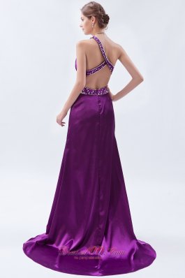 Brush Sheath One Shoulder Purple Celebrity Dress