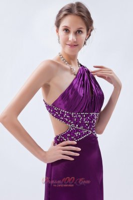 Brush Sheath One Shoulder Purple Celebrity Dress