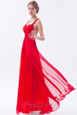 Backless Straps Prom Dress Red Teenager