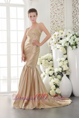 Mermaid Brush Prom Dress Champagne Seventeen