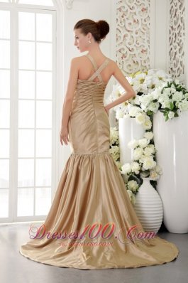 Mermaid Brush Prom Dress Champagne Seventeen