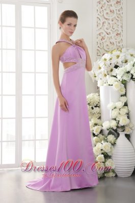 Halter Brush Lavender Beading Dress for Prom