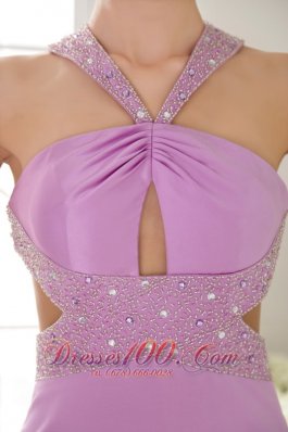 Halter Brush Lavender Beading Dress for Prom