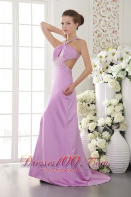 Halter Brush Lavender Beading Dress for Prom