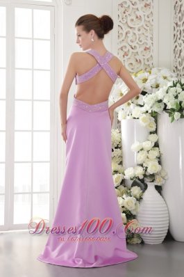 Halter Brush Lavender Beading Dress for Prom