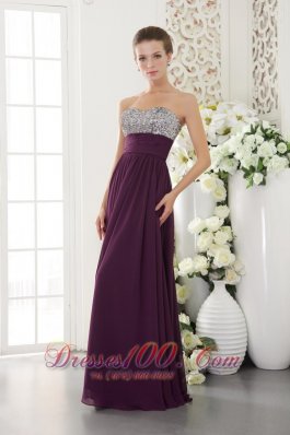 Beading Dark Purple Prom Dress Sweetheart Seventeen