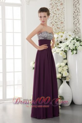 Beading Dark Purple Prom Dress Sweetheart Seventeen