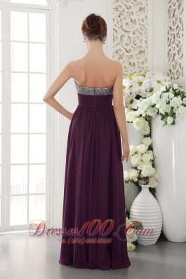 Beading Dark Purple Prom Dress Sweetheart Seventeen