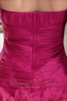 Customize Prom Pageant Dress Fuchsia Ruffles Ruch Teenager