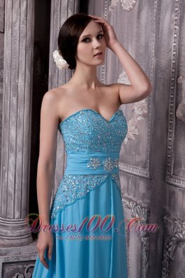 2013 Court Aqua Blue Prom Evening Dress Beading