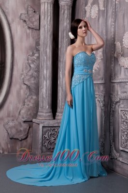 2013 Court Aqua Blue Prom Evening Dress Beading