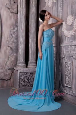 2013 Court Aqua Blue Prom Evening Dress Beading