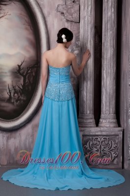 2013 Court Aqua Blue Prom Evening Dress Beading