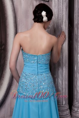 2013 Court Aqua Blue Prom Evening Dress Beading