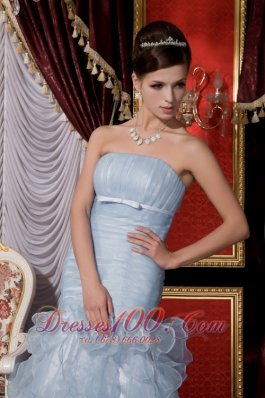 Mermaid Belt Baby Blue Prom / Evening Dress