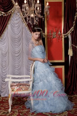 Mermaid Belt Baby Blue Prom / Evening Dress