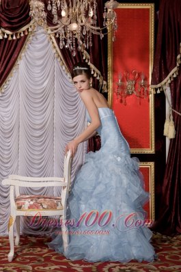 Mermaid Belt Baby Blue Prom / Evening Dress