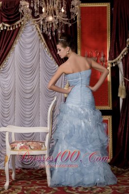 Mermaid Belt Baby Blue Prom / Evening Dress