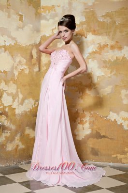 Brush Train Light Pink Prom Celebrity Dress Beading