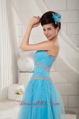 2013 Aqua Blue Prom Pageant Dress A-line Beading