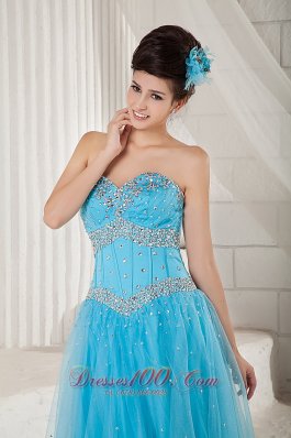 2013 Aqua Blue Prom Pageant Dress A-line Beading