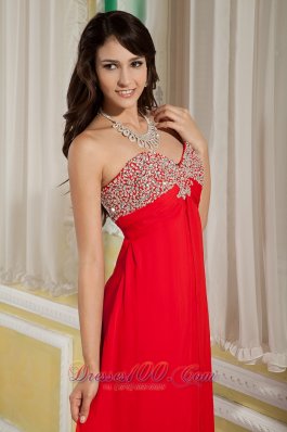 2013 Red Prom Dress Beading Floor-length