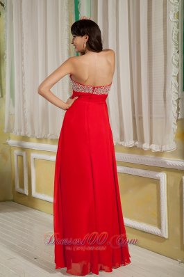 2013 Red Prom Dress Beading Floor-length