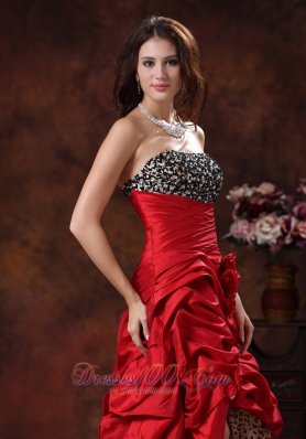 Red Leopard High-low Prom Pageant Dress A-line