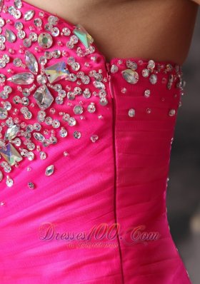 Mermaid Hot Pink Prom Pageant Dress Beading Ruch