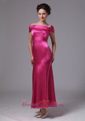 Hot Pink Off The Shoulder Mother Of Bride Dress