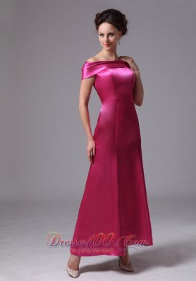 Hot Pink Off The Shoulder Mother Of Bride Dress