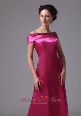 Hot Pink Off The Shoulder Mother Of Bride Dress